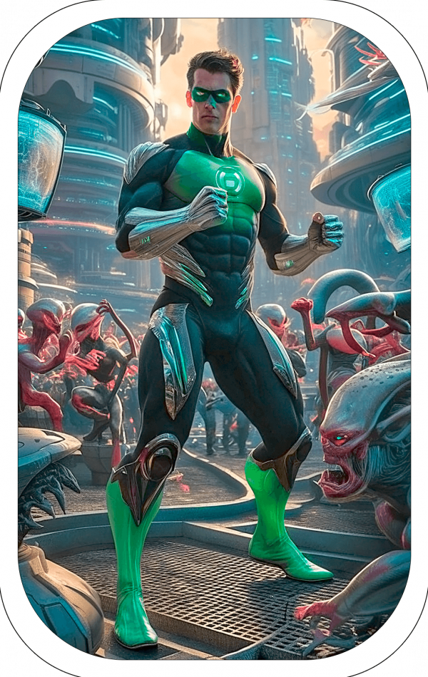Tarjeticas Linterna Verde Futurista