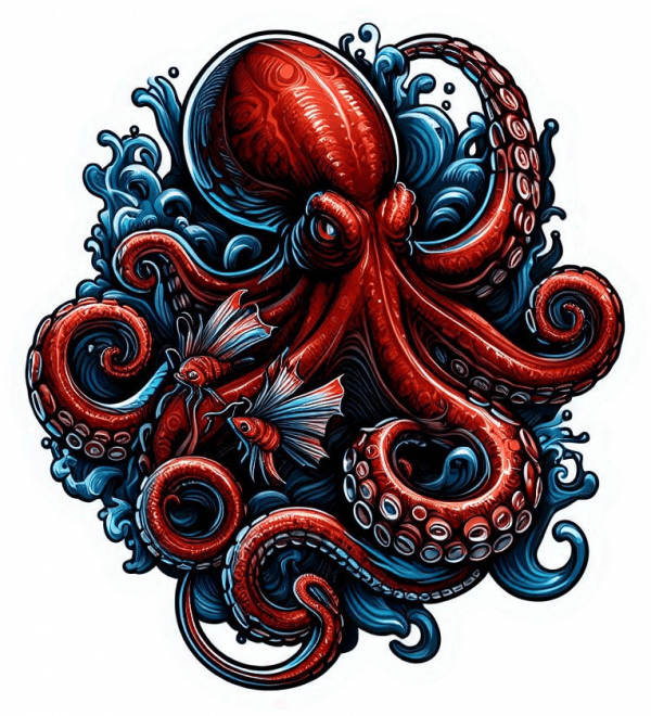 Tatuaje Acuarela Realista Pulpo 01