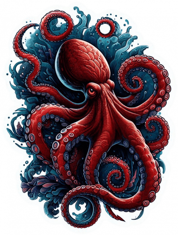 Tatuaje Acuarela Realista Pulpo 04