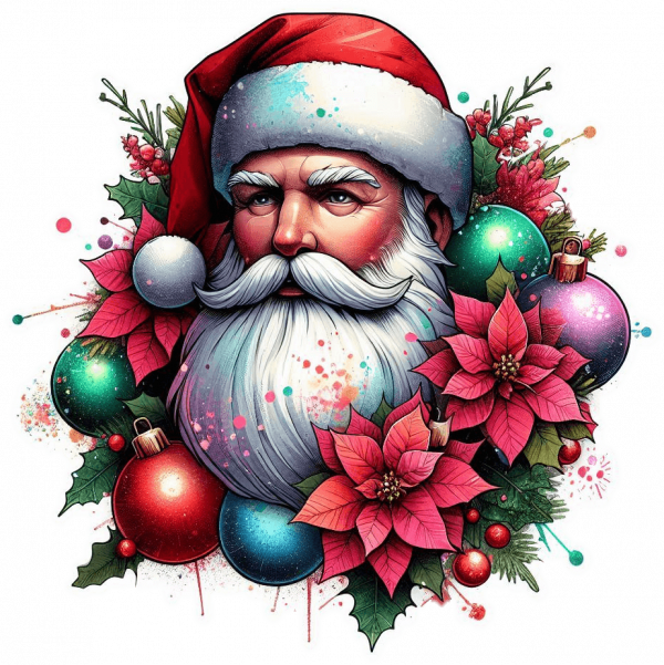 Santa Claus y Poinsettias 04