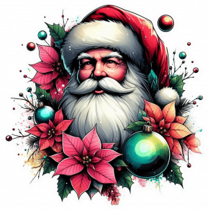 Santa Claus Y Poinsettias (Mata De Navidad)