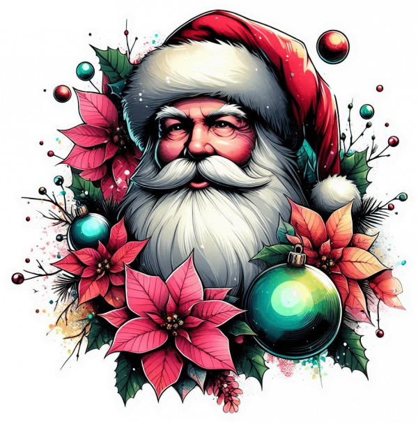 Santa Claus y Poinsettias 01