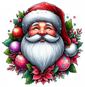 Santa Claus Y Poinsettias (Mata De Navidad)