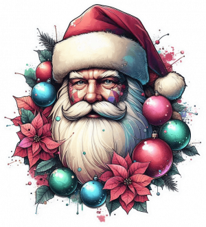 Santa Claus Y Poinsettias (Mata De Navidad)