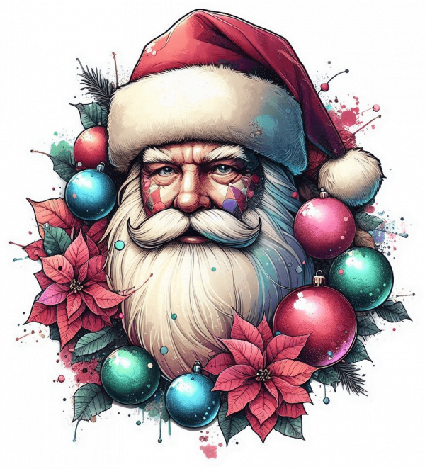 Santa Claus y Poinsettias 02