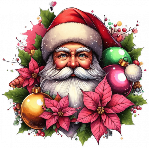 Santa Claus Y Poinsettias (Mata De Navidad)