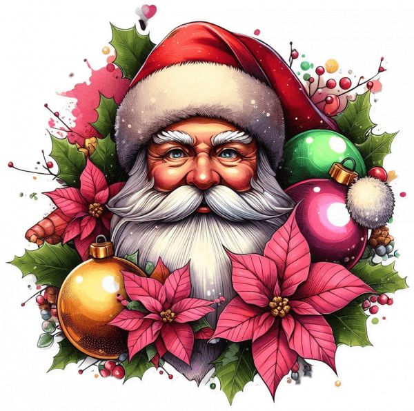 Santa Claus y Poinsettias 03