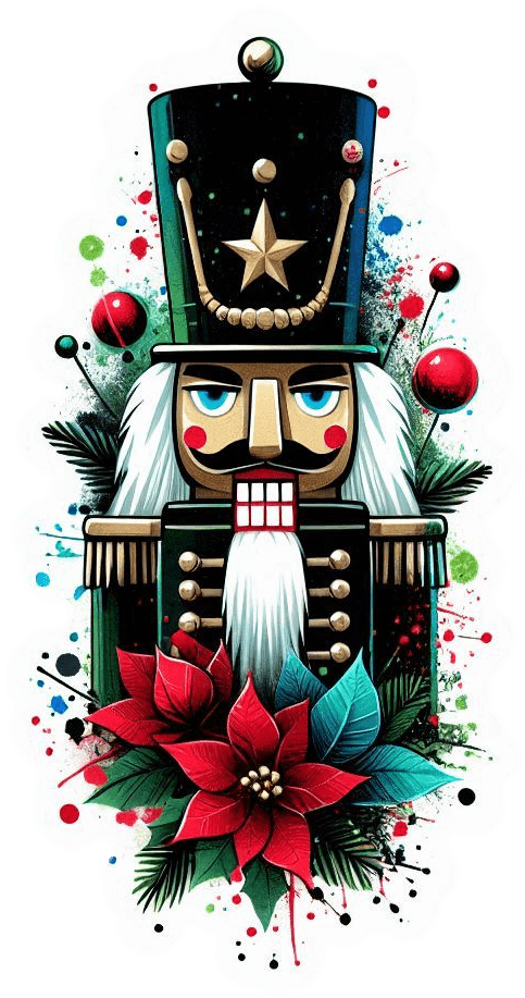 Cascanueces y Poinsettias de Navidad 01