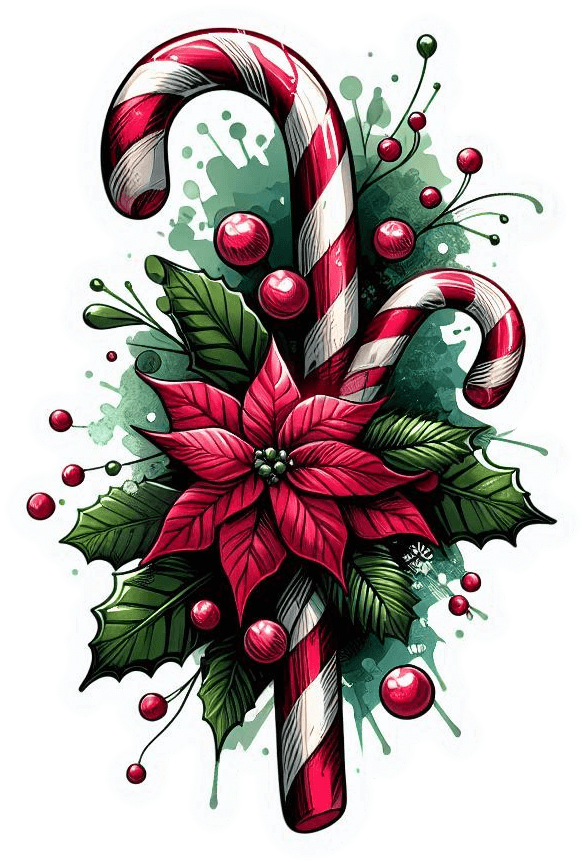 Bastones y Poinsetias de Navidad 02