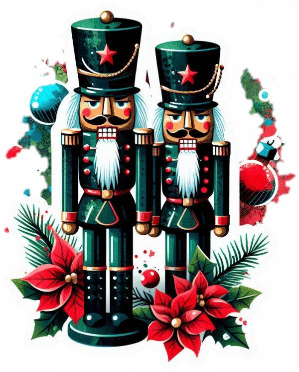 Cascanueces y Poinsettias de Navidad 02