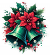 Campanas y Poinsetias de Navidad 03