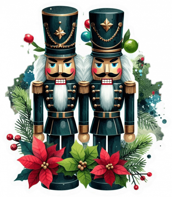 Cascanueces y Poinsettias de Navidad 03