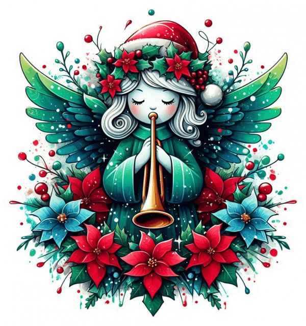 Angeles de Navidad y Poinsettias 01