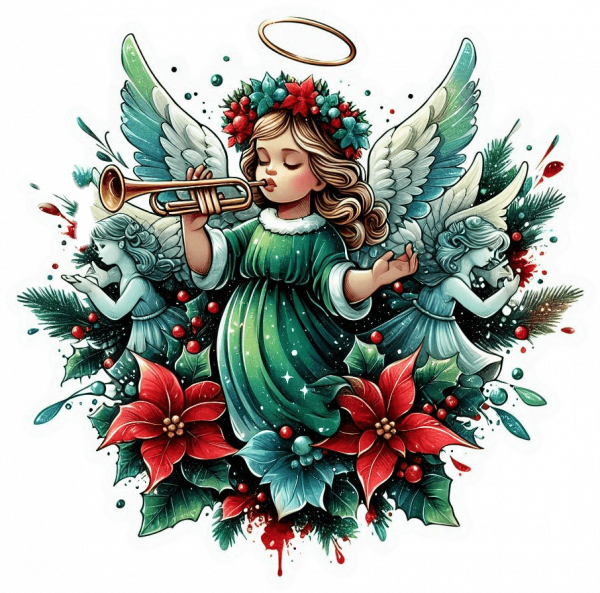 Angeles de Navidad y Poinsettias 02