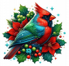 Cardenal de Navidad en Poinsettias 05