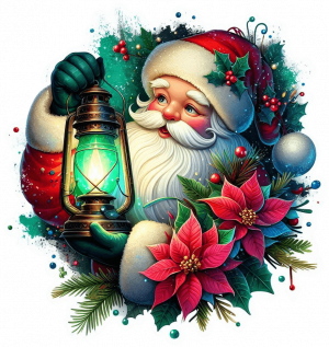 Santa Claus Y Poinsettias (Mata De Navidad)