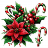 Bastones y Poinsetias de Navidad 03