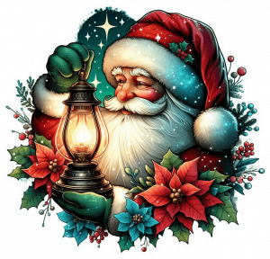 Santa Claus Y Poinsettias (Mata De Navidad)