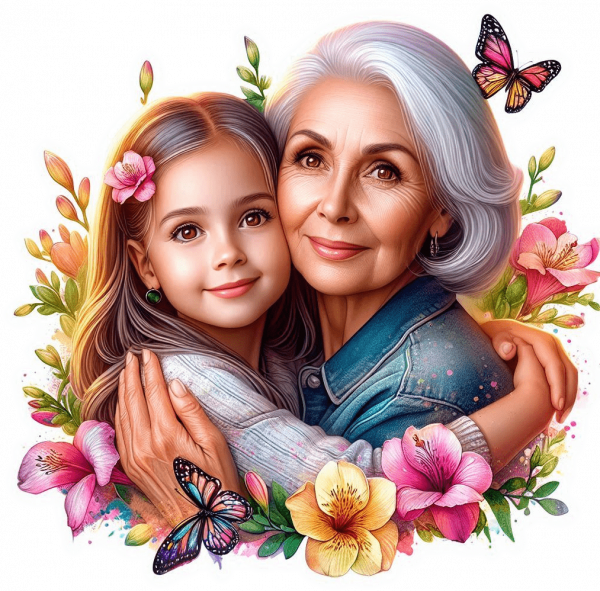 10741 Abuela y Nieta con Freesias y Mariposas 03-min Abuela y Nieta con Freesias y Mariposas