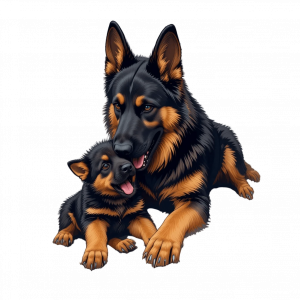 Pastor Aleman y cachorro