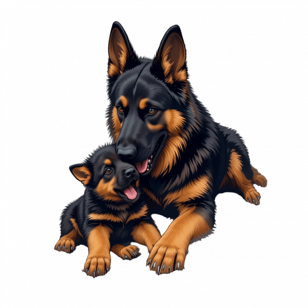 Pastor Aleman y cachorro