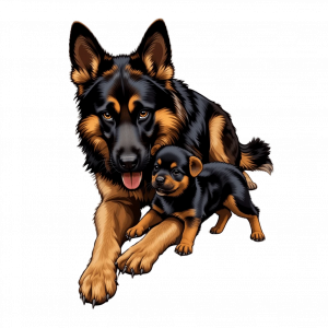 Pastor Aleman y cachorro