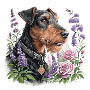 Airedale terrier en Jardin
