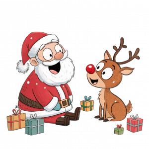 Santa Claus Y Rudolf El Reno