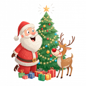 Santa Claus Y Rudolf El Reno