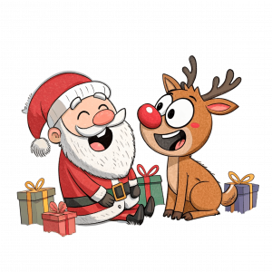 Santa Claus Y Rudolf El Reno