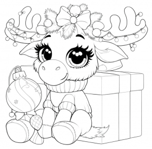 Alce De Navidad Colorear