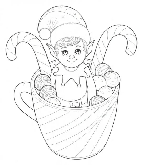 Ref.1188-Duende y taza chocolate navidad