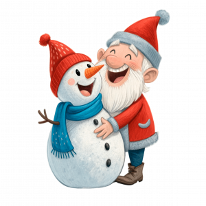 Muñeco D Nieve Y Viejo Gnomo