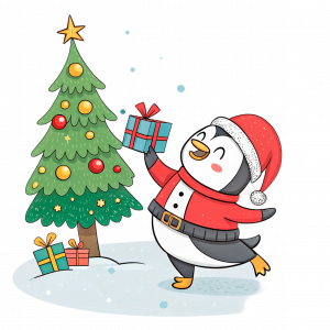Pingüino Celebrando La Navidad