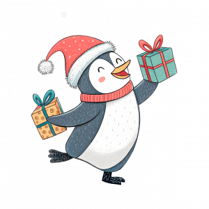 Pingüino Celebrando La Navidad