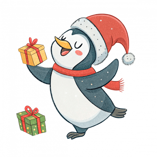 Pingüino Celebrando La Navidad