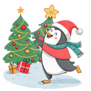 Pinguino Celebrando La Navidad