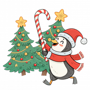 Pingüino Celebrando La Navidad