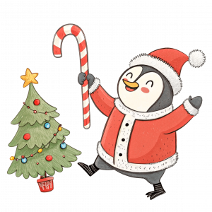 Pingüino Celebrando La Navidad
