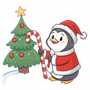 Pingüino Celebrando La Navidad