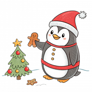 Pingüino Celebrando La Navidad