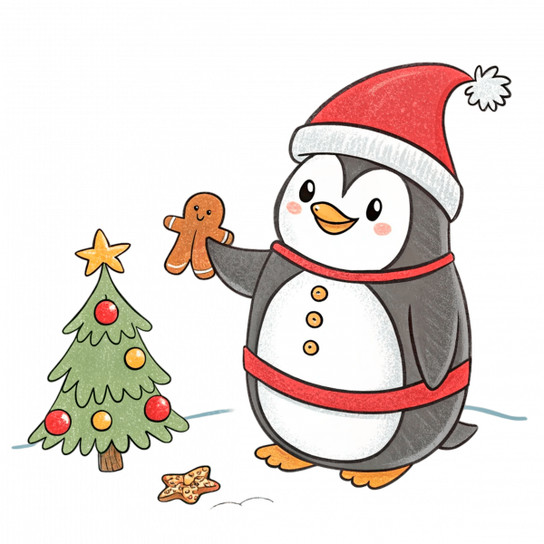Pingüino Celebrando La Navidad
