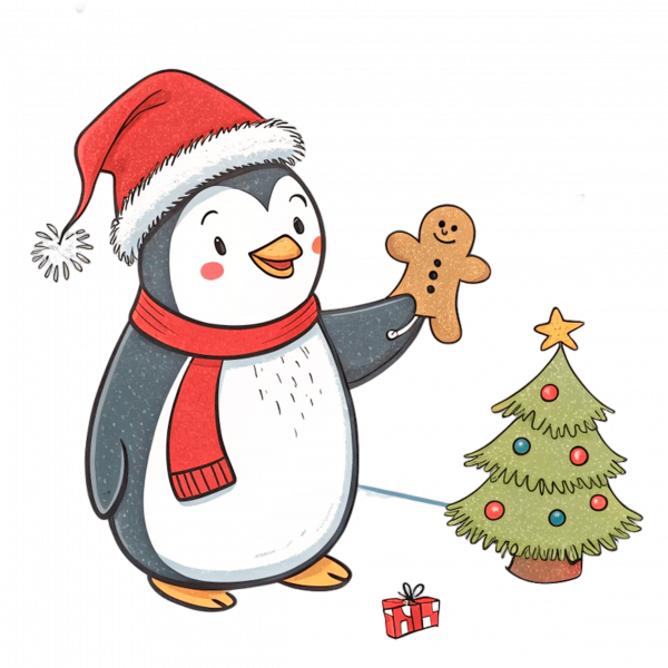 Pingüino Celebrando La Navidad