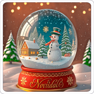 Navidad Y Muñeco De Nieve En Cristal