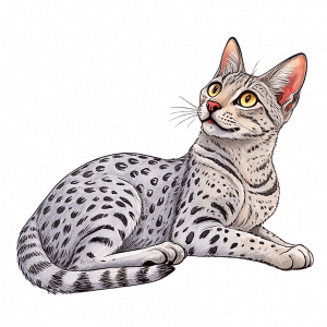 Mau Egipcio Moteado Plateado (Silver Spo