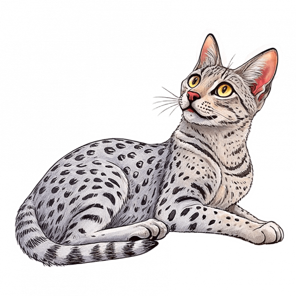 Mau Egipcio Moteado Plateado (Silver Spo