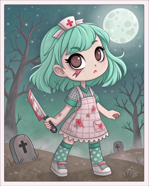 Muñecas Chibi Kawaii Tarjetas Halloween (7)