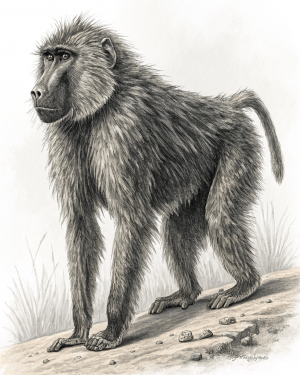 Babuino Oliva, Papio Anubis,áfrica Oriental