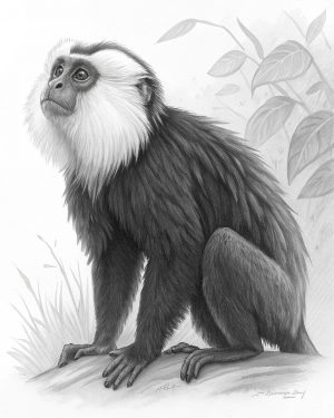 Sakí De Cara Blanca, Pithecia Pithecia, Surinam