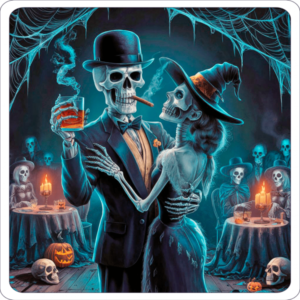 Noche De Brindis Halloween Brujas Y Esqueletos